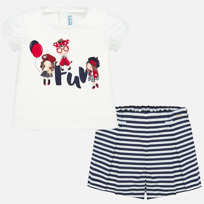 detail Baby girl's striped t-shirt and shorts set
