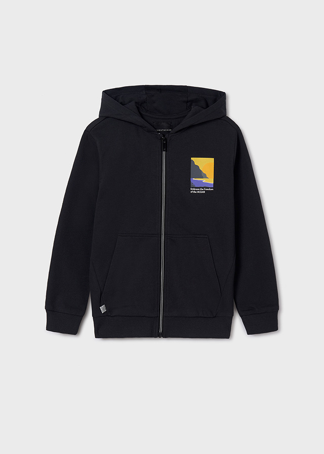 Boys' back print zip hoodie
