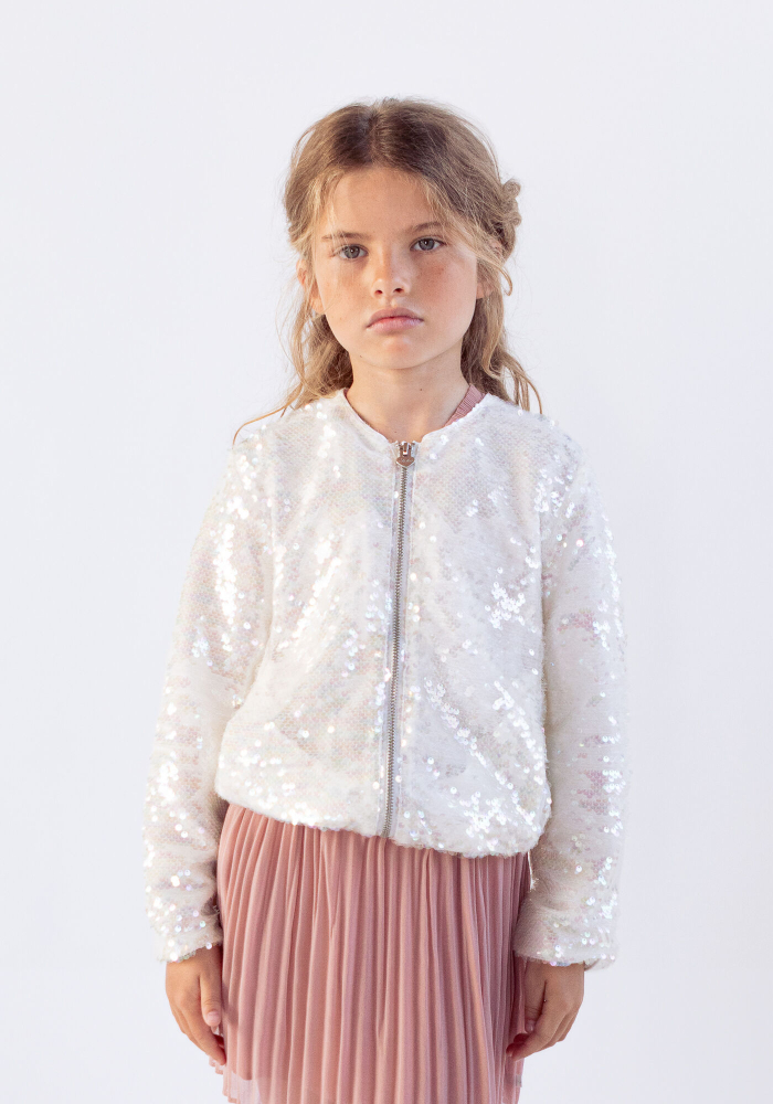 detail Girls' sequin bomber jacket