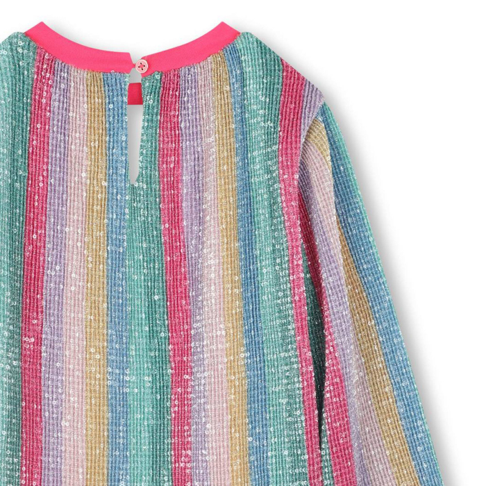 detail Dívčí duhové šaty s průhlednými zdobenými flitry BILLIEBLUSH