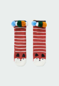 dívčí dlouhé protiskluzové ponožky s detaily v několika barvách BOBOLI