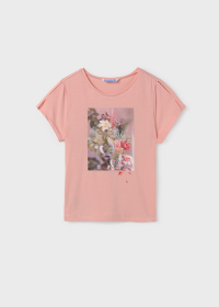 Girls' flower print T-shirt