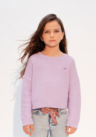 Girls' cross stitch knit sweater
