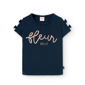 Dívčí tričko s flitrovým nápisem „fleur“ BOBOLI