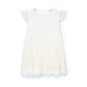Dívčí slavnostní šaty s výšivkou a tylovými rukávy BOBOLI