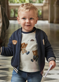 Chlapecké tričko s dlouhým rukávem – béžové s bílou MAYORAL