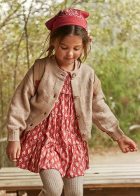 Dívčí svetřík s knoflíky – béžový pletený vzor MAYORAL