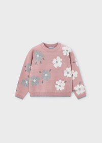 Dívčí svetr s květinovým vzorem – růžový MAYORAL