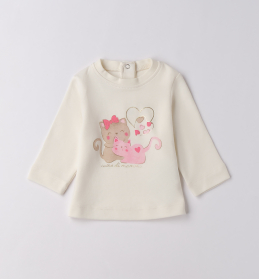 Dívčí tričko s potiskem kočičí rodinky a srdíček IDO