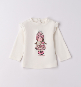 Dívčí tričko s panenkou v zimním oblečku IDO