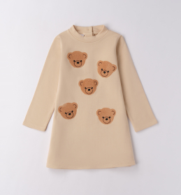 Dívčí béžové šaty s plyšovými medvídky IDO