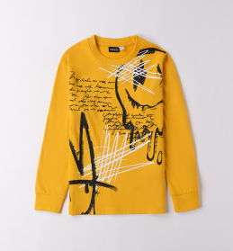 Chlapecké tričko s dlouhým rukávem a abstraktní grafikou – žluté SARABANDA