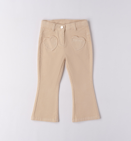 Dívčí béžové manšestrové kalhoty se srdíčky SARABANDA