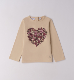 Dívčí tričko s dlouhým rukávem a květinovým srdcem SARABANDA