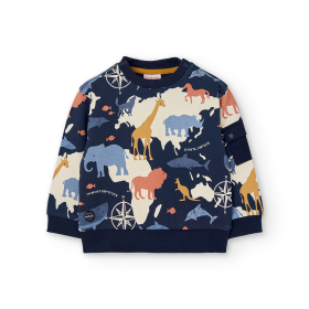 Chlapecká mikina s potiskem zvířat a mapy BOBOLI