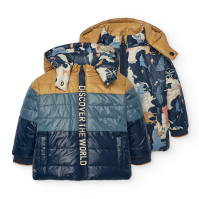 Chlapecká oboustranná bunda s kapucí a nápisem Discover the World BOBOLI