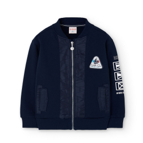 Chlapecká mikina na zip bez kapuce s námořními motivy a prošitím BOBOLI