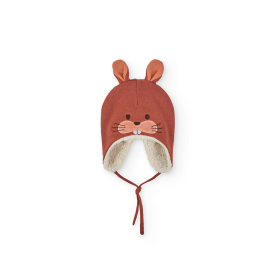 Miminkovská zimní čepice se zajíčkem a oušky na zavazování BOBOLI