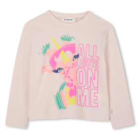 Dívčí bavlněné tričko s dlouhým rukávem a lesklým potiskem BILLIEBLUSH