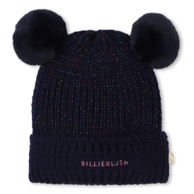 Dívčí zimní čepice s dvojitými bambulemi – pletená, metalický efekt BILLIEBLUSH