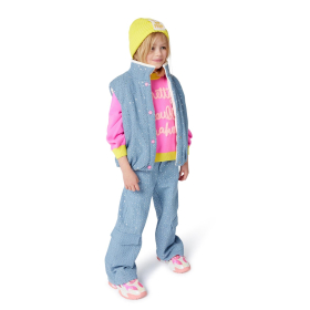 Dívčí pletený svetr s flitrovými srdíčky a kontrastními detaily BILLIEBLUSH