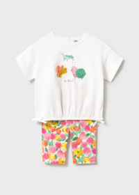 Tričko s včelkou a šnekem a legíny s tulipány MAYORAL