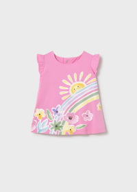 Dívčí letní šaty s křidélkovými rukávy, motivem duhy a sluníčka MAYORAL