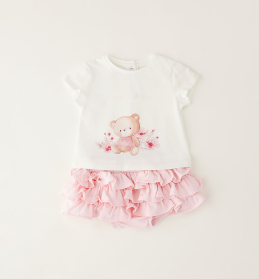 Dívčí letní set tričko a kraťasy s medvídkem IDO