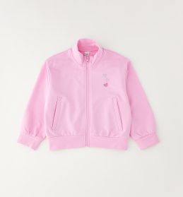 Dívčí lehká mikina na zip růžová se srdíčky IDO