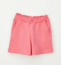 Dívčí růžové kraťasy s elastickým pasem a kapsami IDO