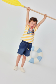 Chlapecké džínové šortky s nápisem SAVES BOBOLI