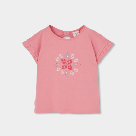 Dívčí tričko s jemnou květinovou výšivkou BOBOLI