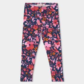 Dívčí legíny s tmavým květinovým celoplošným potiskem BOBOLI