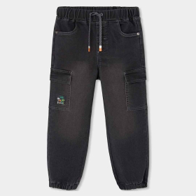 Chlapecké džínové kalhoty cargo s nášivkou BOBOLI