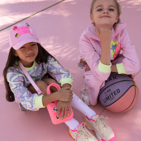 Dívčí tepláky, široké nohavice, flitry, růžové, French terry, neon BILLIEBLUSH