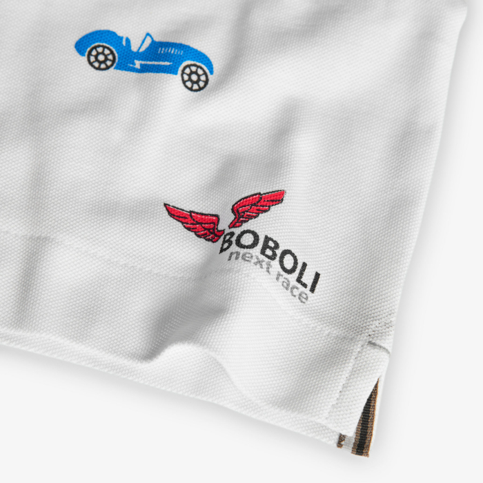 detail Chlapecké pletené polo tričko s potiskem závodního auta BOBOLI