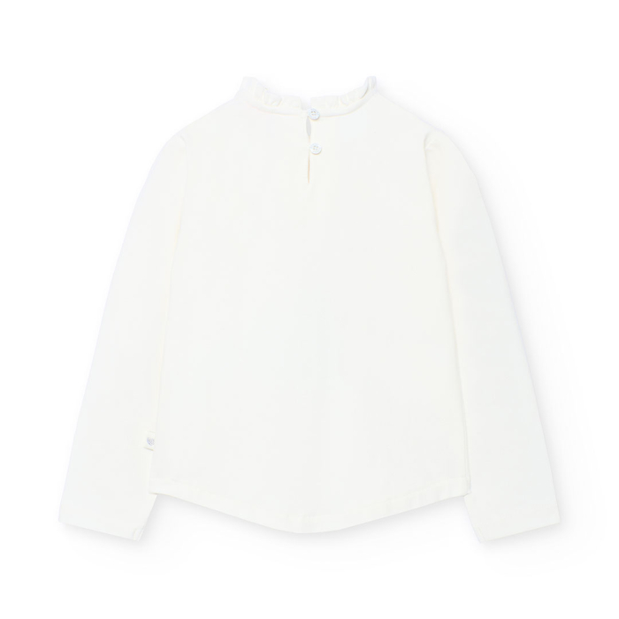 detail Dívčí tričko s motivem baletky a tylovou sukní – bílé BOBOLI