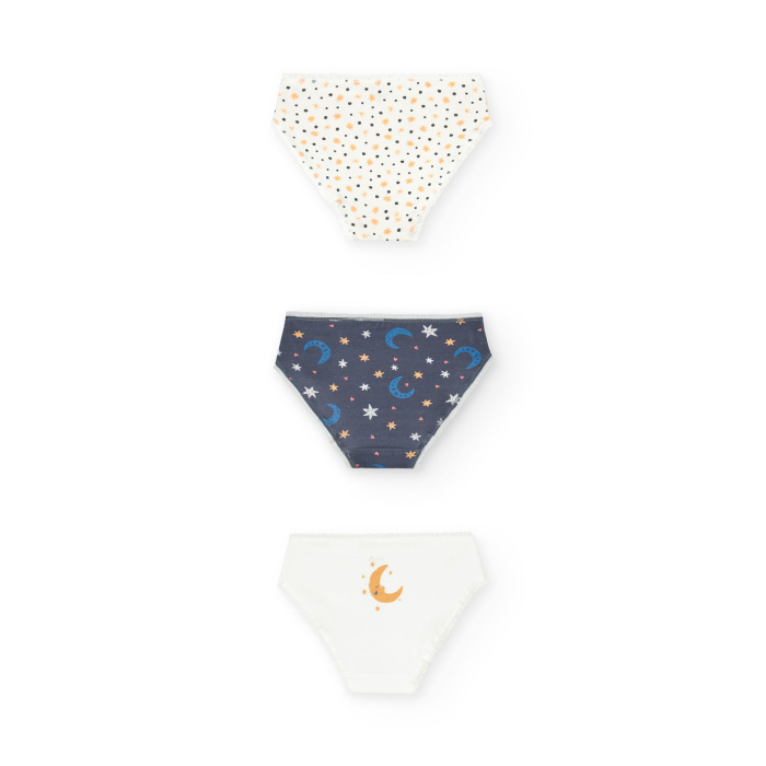 detail Dívčí bavlněné kalhotky – sada 3 kusů s hvězdičkami BOBOLI