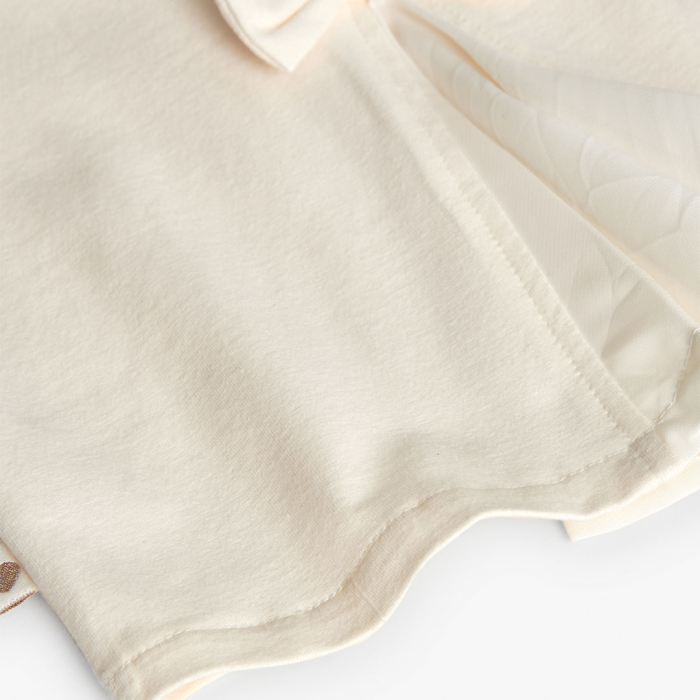 detail Dívčí tričko s 3D květinami a mašlí – krémové BOBOLI