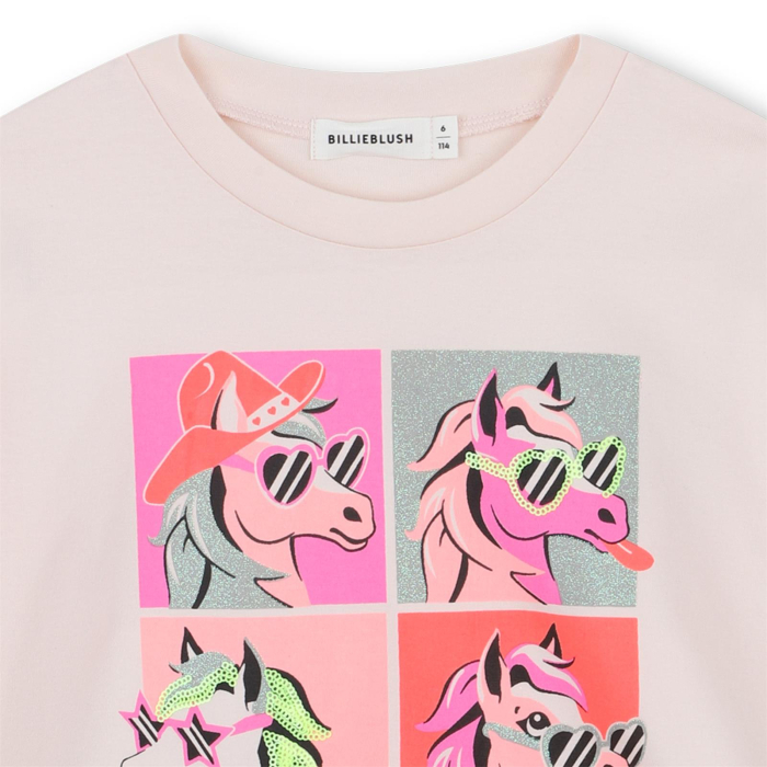 detail Dívčí tričko s flitrovým a lesklým potiskem BILLIEBLUSH