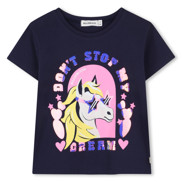 detail Dívčí tričko 100% bavlna s lesklým potiskem – krátký rukáv BILLIEBLUSH