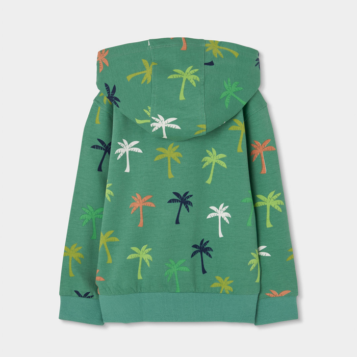detail Chlapecká mikina na zip s kapucí palmy a letní motiv BOBOLI
