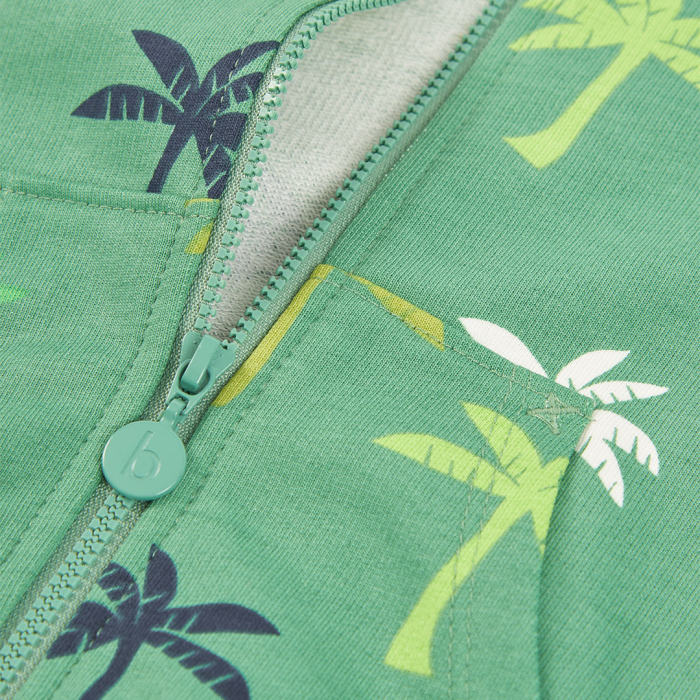 detail Chlapecká mikina na zip s kapucí palmy a letní motiv BOBOLI