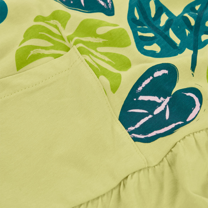 detail Dívčí šaty plameňák tropické listy léto BOBOLI
