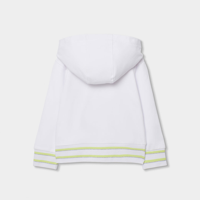 detail Dívčí mikina bílá zip neon BOBOLI