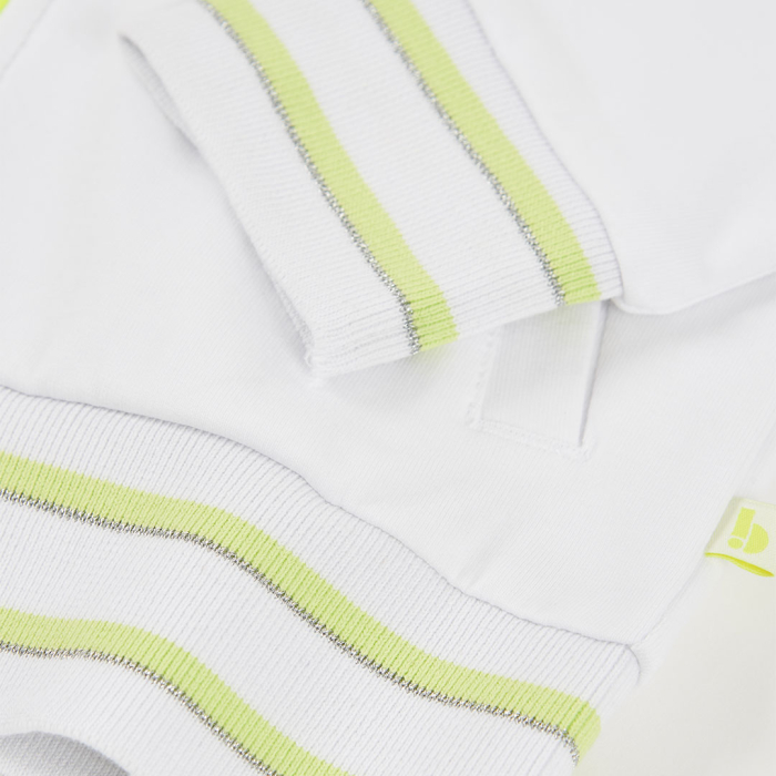 detail Dívčí mikina bílá zip neon BOBOLI