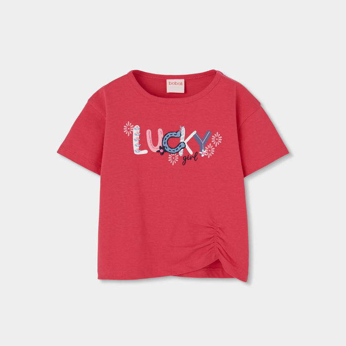 detail Dívčí tričko s nápisem Lucky girl BOBOLI