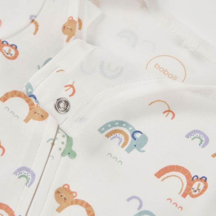 detail Unisex kojenecký overal s duhou – krémový BOBOLI