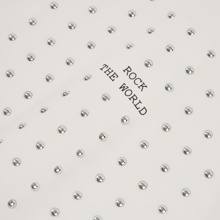 detail Dívčí strečové tričko ROCK – off white BOBOLI