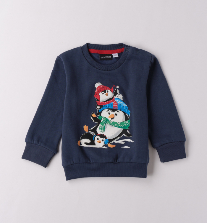 detail Chlapecká tmavě modrá mikina s tučňáky SARABANDA